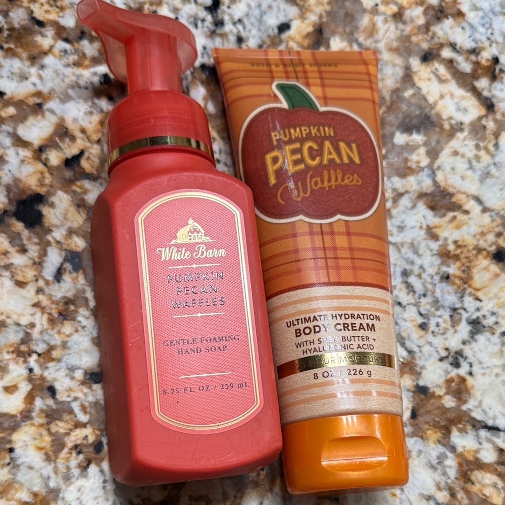White Barn Pumpkin Pecan Waffles Hand Soap and Body Cream Set